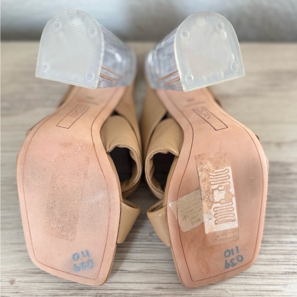 Deltan Kira Puffy Leather Square Toe Sandals Tan Knotted Heels . Size 5.5 - Picture 8 of 8